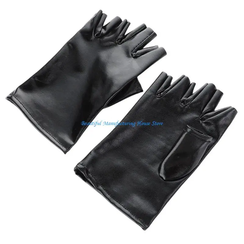 E56A 2 الكثير أنيق نصف اصبع قفازات أنيقة المرأة قفازات جلدية تأثيري القفازات #1