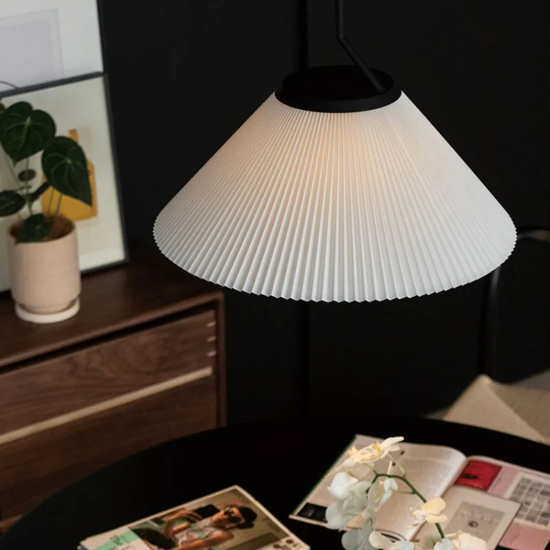 Fabric pleated Nordic retro pendant light dining room study living room bedroom modern minimalist hanging lamp decoration light