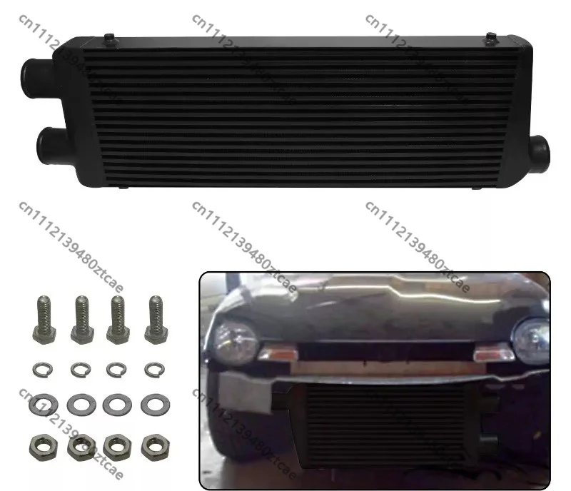 Automotive Plate Fin Type Turbo Intercooler, Dual Inlet Single Outlet Air‑Cooling Radiator, Vehicle Aftermarket Modified Cooling