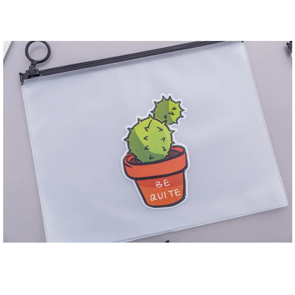 

2Pcs Cactus Pattern File Organizer Reinforced PVC Document Storage Bag Clear Zipper Closure Portable File Holder Waterproof