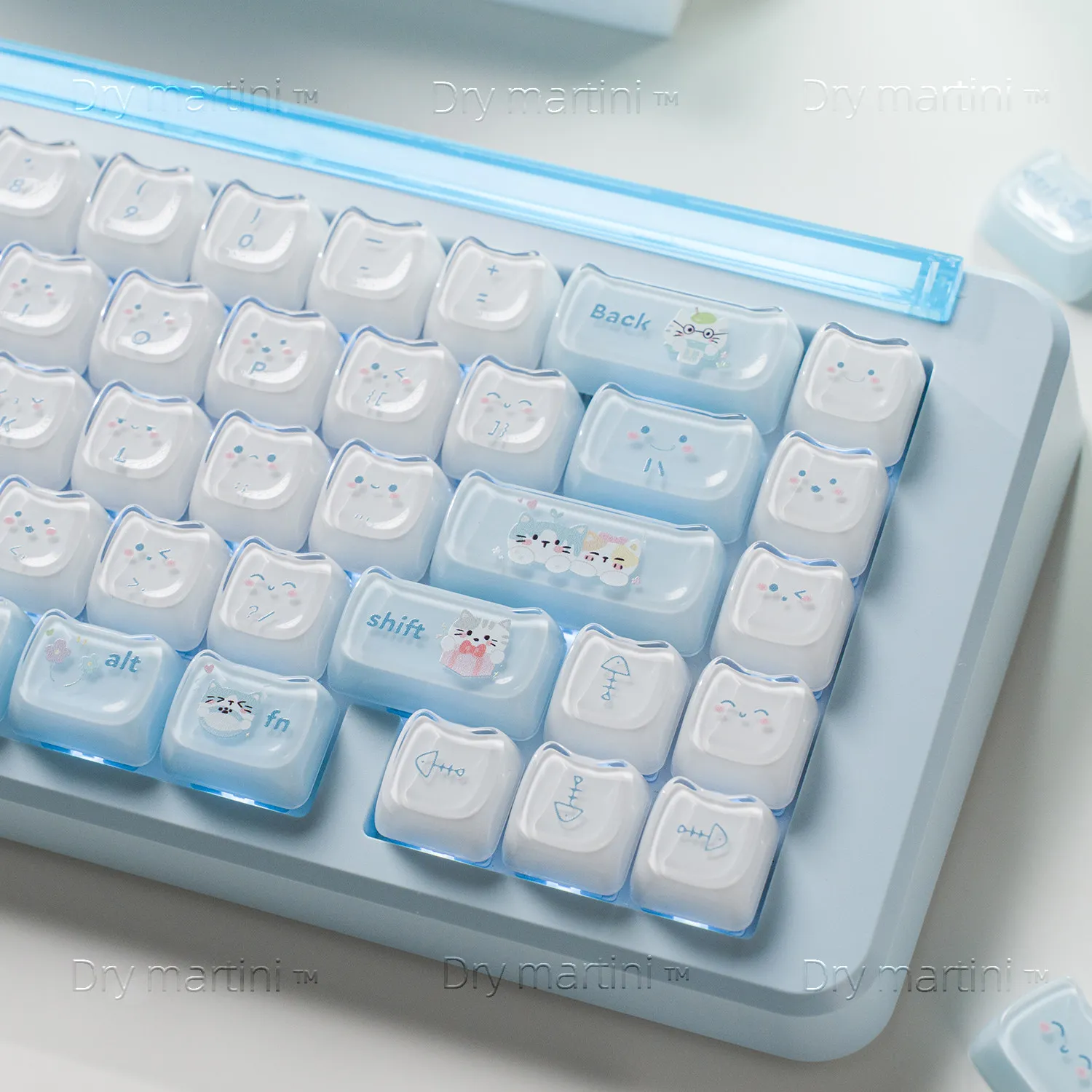 かわいいクリスタルキーキャップ-mao-pc-ダブルショット-ジェリープディングキーキャップ-119キー-キュートなmxスイッチ-アリスレイアウト-メカニカルキーボードキャップ