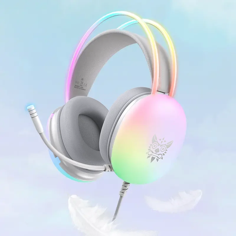 Wired Headset Headphone Earphone Earbuds Gamer Gaming For iPhone Phone PC With Cable Microphone Mic Portable Fone Head Set RGB