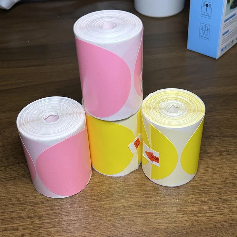 50mm-round-thermal-labels-200pcs-roll-yellow-small-core-multi-color-circle-sticker-for-d100-4x6-printer-shipping-inventory-tags