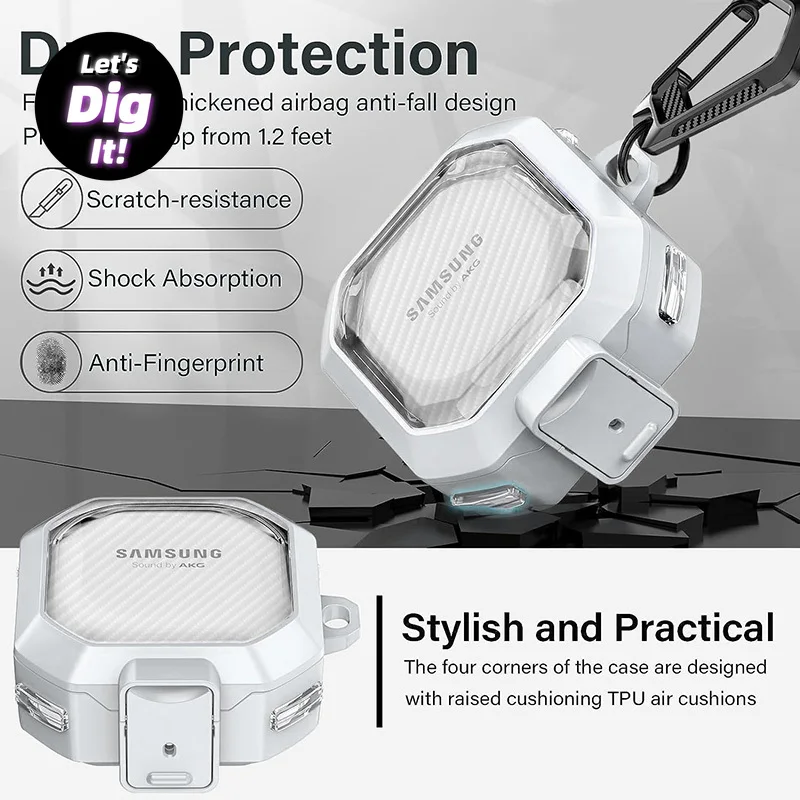 

Case Galaxy Buds FE 2 Pro Transparent Carbon Fibre Pattern Cover For Samsung Galaxy Buds Live 2 Pro Buds2 2Pro Cases Clear Funda