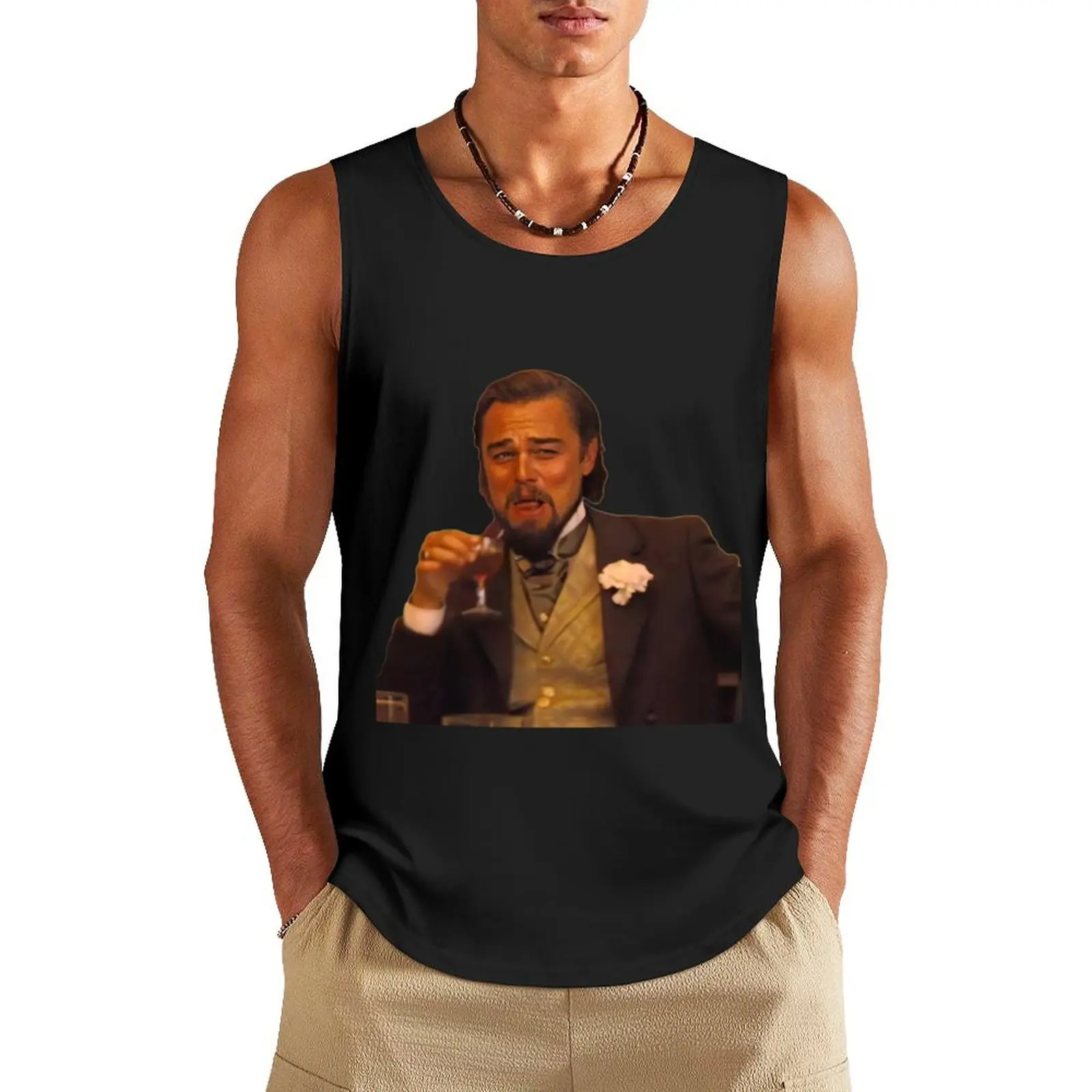 

Funny Leonardo DiCaprio Laughing Meme Tank Top gym accessories man Gym t-shirt man sleeveless man shirts T-shirt sports