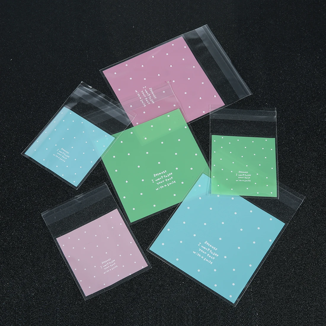 100Pcs/Lot Plastic Cookie Gift Bag Transparent Cellophane Polka Dot Candy Self Adhesive Wedding Birthday Party Cookie Gift Bag