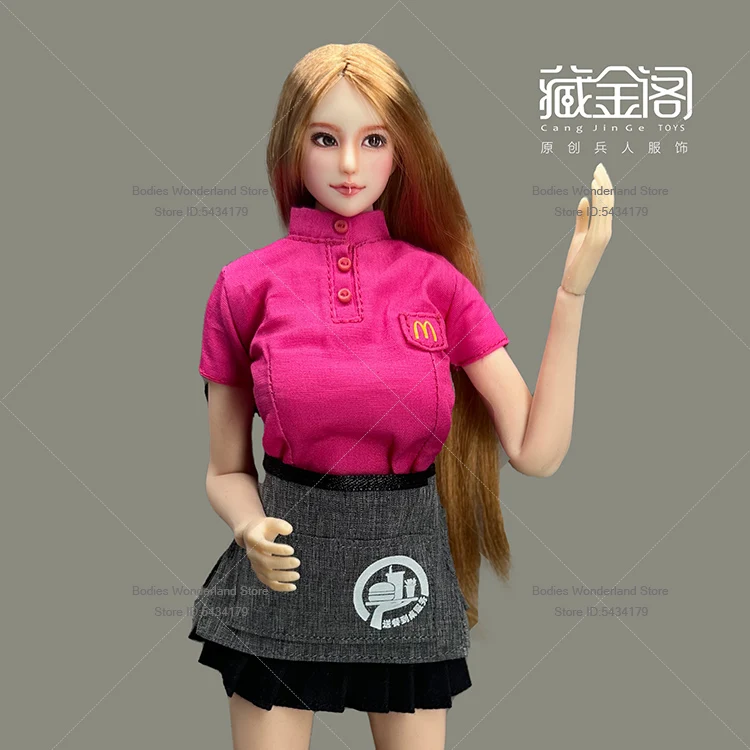 In Stock 1/6 Scale Female Soldier Hoodie Pleated Skirt Set Fast Food Delivery Servers Clothes Set For 12inch Action Figure Doll