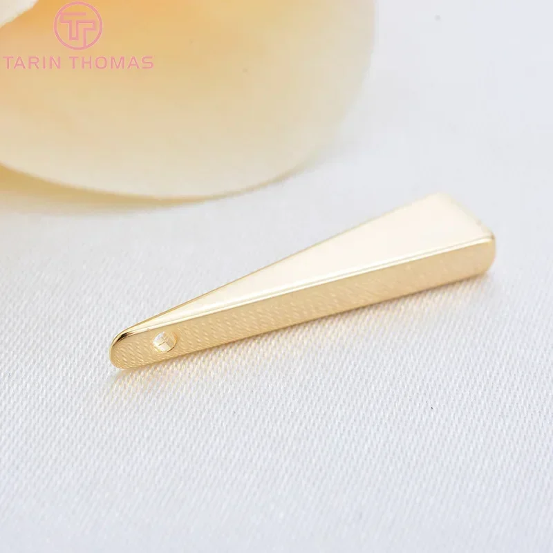 （114）10PCS 5x22MM Hole 1MM 24K Gold Color Plated Brass Triangle  Charms Pendants High Quality Diy Jewelry Accessories image 3