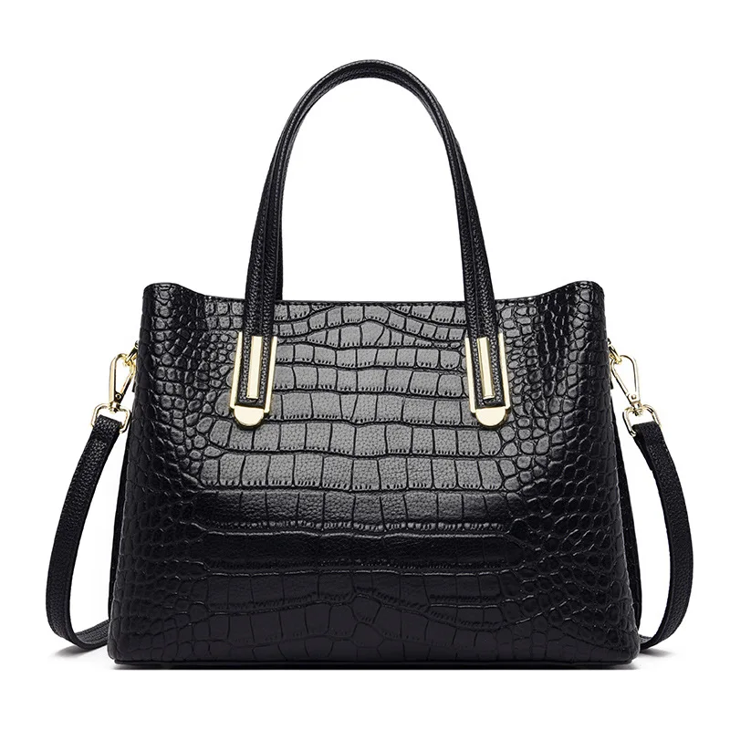 

Head layer cowhide women's bag with crocodile pattern handbag, genuine leather crossbody bag, elegant women's bag