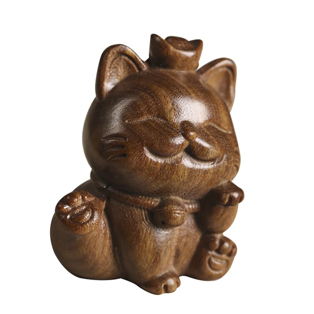 

Wooden Cat Ornament Creative Artistic Desktop Housewarming Gift Decorative Cat Figure Office Desktop Decoration