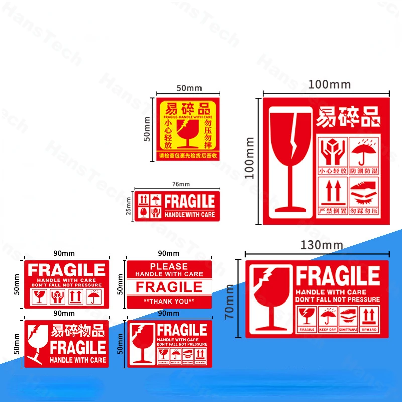 Fragile Warning Label Stickers Logistics Accessories Hazard The Goods Handle With Care Warning Label Express Label Adhesive Roll