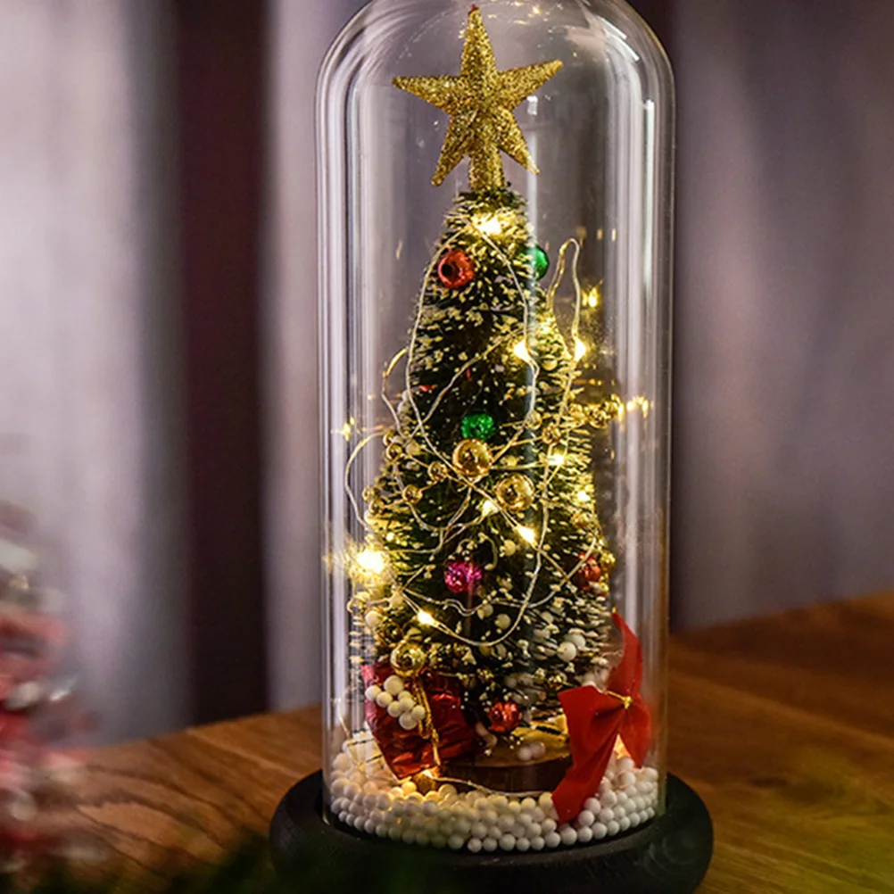 

1Pcs Christmas Desktop Lamp Glass Covered LED Tree Night Light for Holiday Celebration Warm Atmosphere Xmas Night Lamp Decor