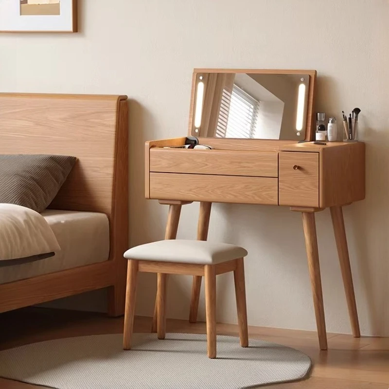 rl-Drawers Makeup Dressing Table Modern European Mirror Storage Dressing Table Cosmetics Folding Mesa Maquillaje Home Furniture-