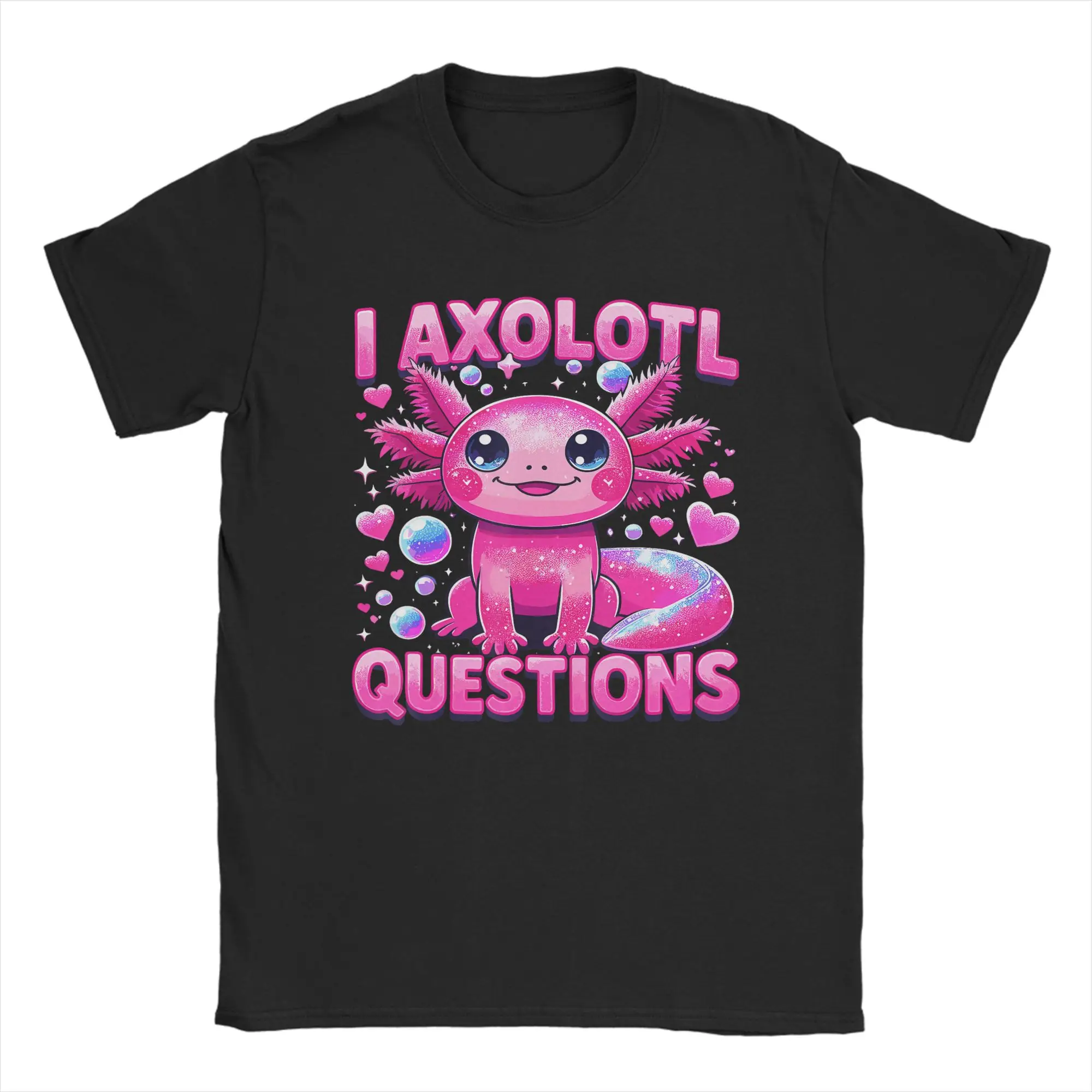 Cute I Axolotl Questions funny Kawaii Axolotl T-Shirt Man  Y2K Basic Cotton T-Shirts Summer O Neck Hip Hop Tees Oversized Tops