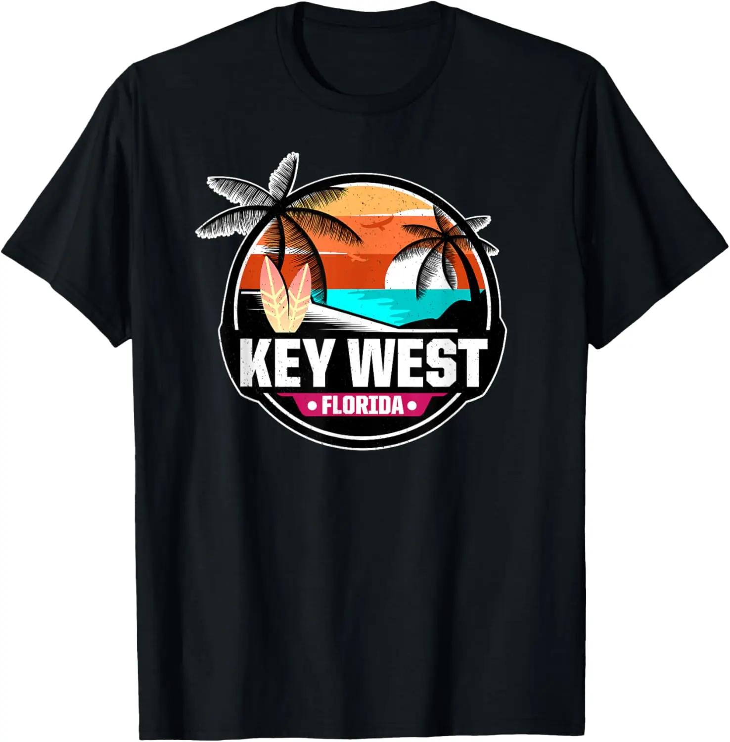 

Key West Florida Beach Palm Trees Summer Vacation Surfing T-Shirt