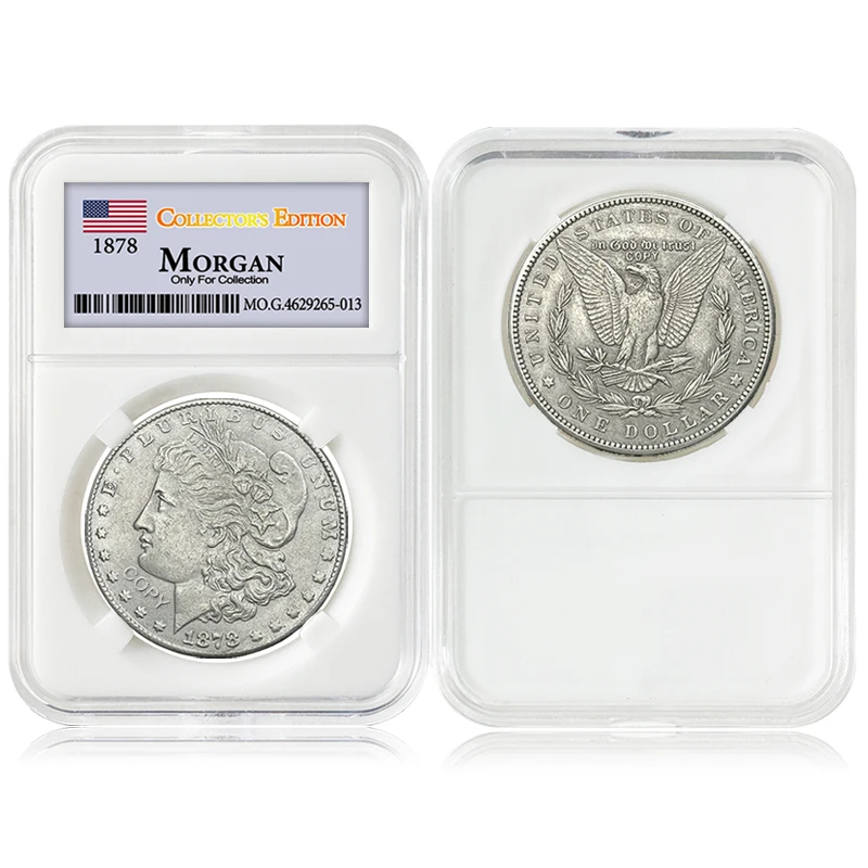 

1pc US 1878-1921 Boxed Antique Morgan Challenge Coin, 1 Dollar Copy Commemorative Medal, Christmas Gift, Home Decoration