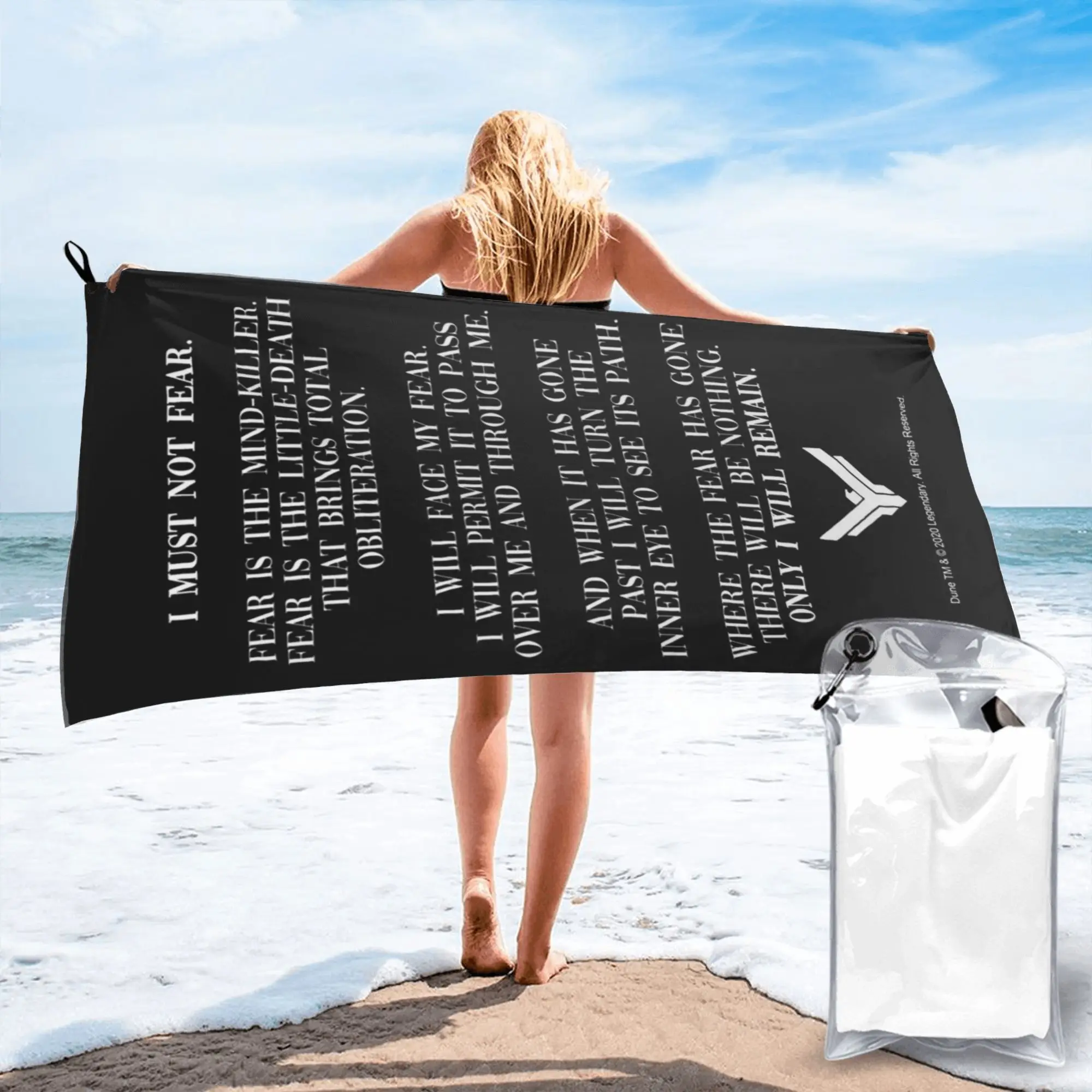 Litany Against Fear Dune 2020 Quote Beach Towel Soft Microfiber Quick Dry Absorbent Quick Towels For Pool