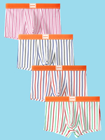 4PCS breathable striped men's boxers trend personalized men's underwear