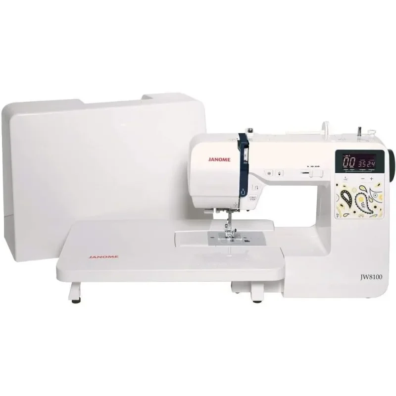 JW8100 Fully-Featured Computerized Sewing Machine with 100 Stitches, 7 Buttonholes, Hard Cover, Extension Table