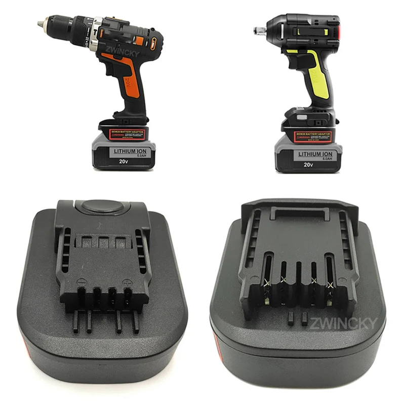 Adapter/Konwerter Baterii Litowej Dewalt 18V 20V do Baterii Worx 4PIN / 5PIN 20V, Pomarańczowo-Zielony Adapter do Elektronarzędzi