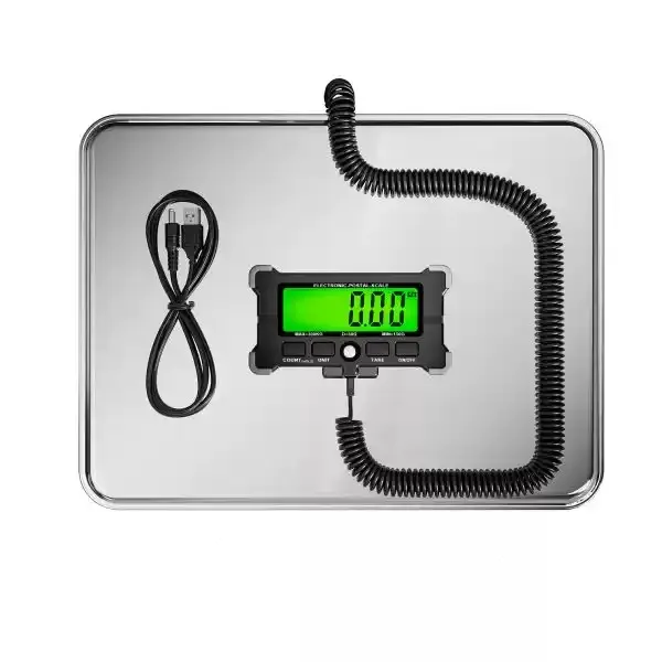 USB Rechargeable Stainless Steel Floor Platform Scale 200kg 440lbs Accurate Weighing Tool for Postal Parcel Luggage Shipping