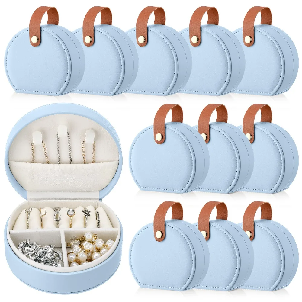 

6/12/20pcs Travel Leather Bridesmaid Earring Case Jewelry Box Blue for Wedding Party Gift wedding favors for guests
