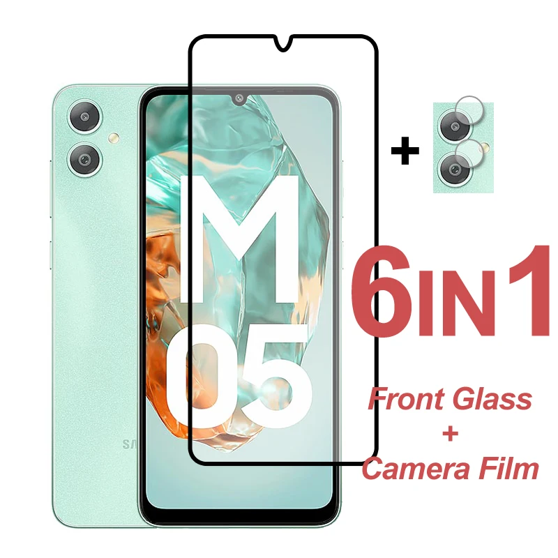 For Samsung Galaxy M05 Glass Screen Protector Full Cover Tempered Glass Protective Phone Camera Lens Film For Samsung Galaxy M05