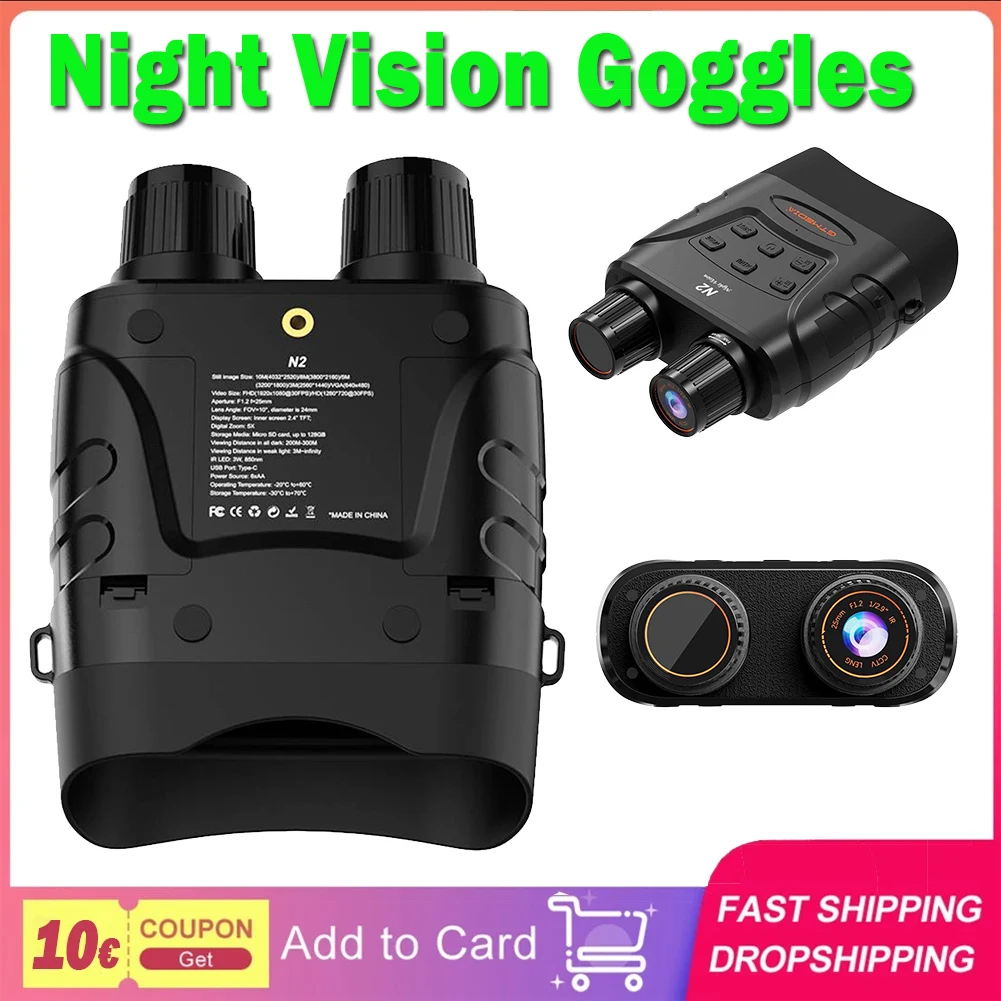 GTMEDIA N2 Binocular Night Vision Goggles, 32G Memory Card, 5X Times Zoom, 2.31inch HD Screen