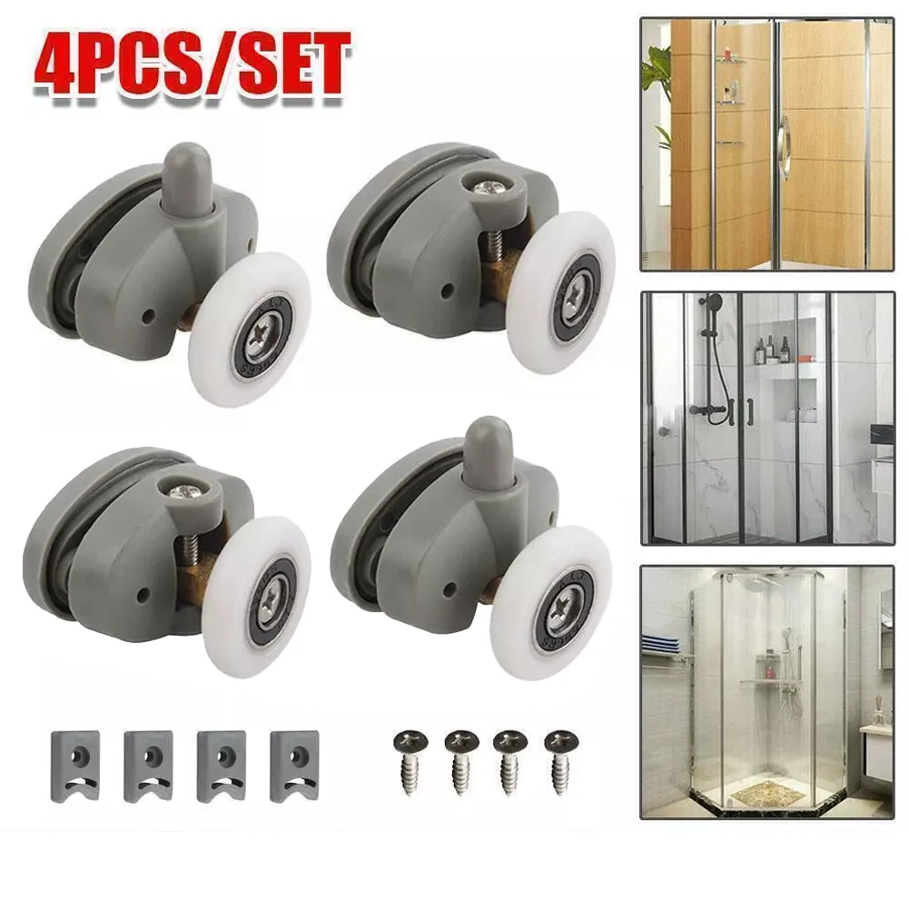 4pcs Shower Door Rollers Set 23mm Top And Bottom Wheels Runners For 4-6mm Glass Panels