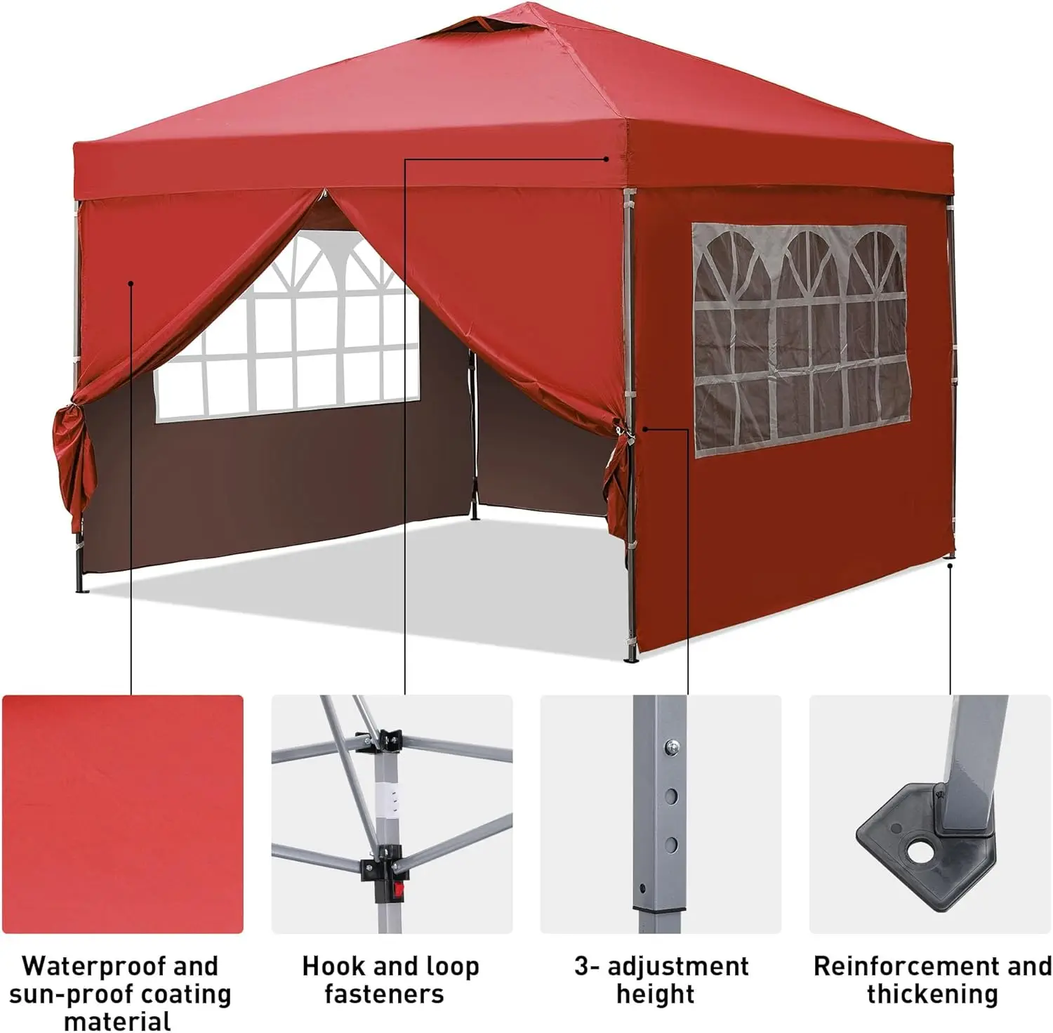 

Легко устанавливаемый навес для кемпинга 10 x 10 футов, всплывающая палатка с 4-мя боковыми стенками, удобный навес для мероприятий, вечеринок, встреч, кемпинга