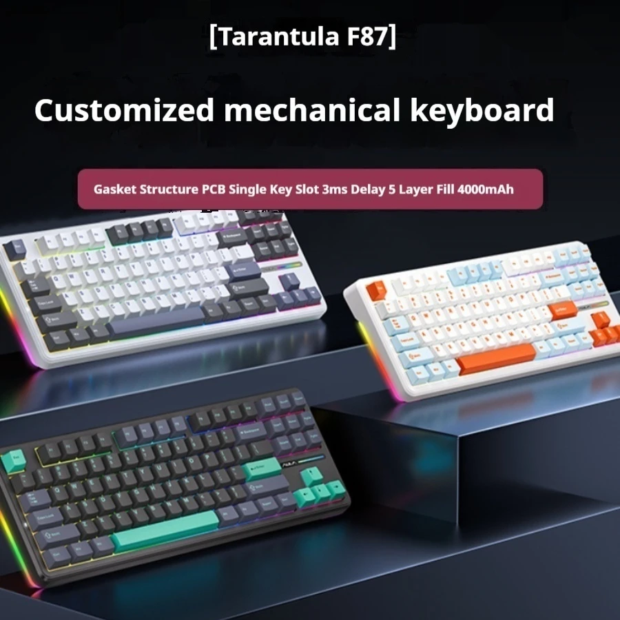 

F87 Wireless Mechanical Keyboard 87 Keys Full Key Hot Swappable Rgb Light Effect Gasket Structure Suitable For Gaming Office Pc