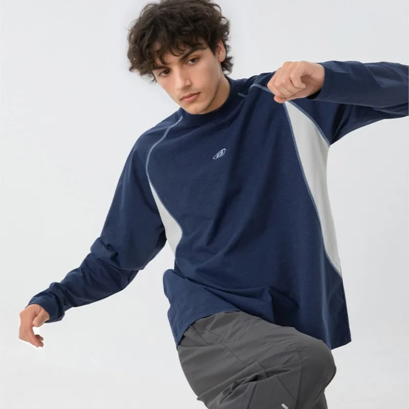 

Дышащая мужская футболка с цветными блоками, повседневная мужская толстовка с защитой от ультрафиолета, спортивная уличная осенняя мужская одежда