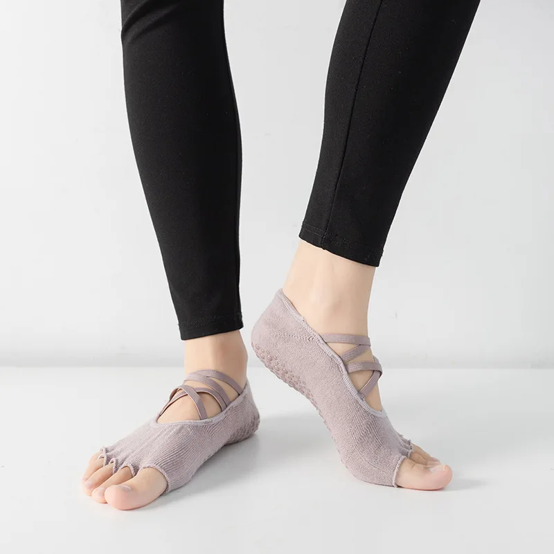 

Backless Five Toe Yoga Sock Professional Sports for Women Silicone Anti Slip Dancing Fitness Floor Sock Sportswear Yoga Supplies