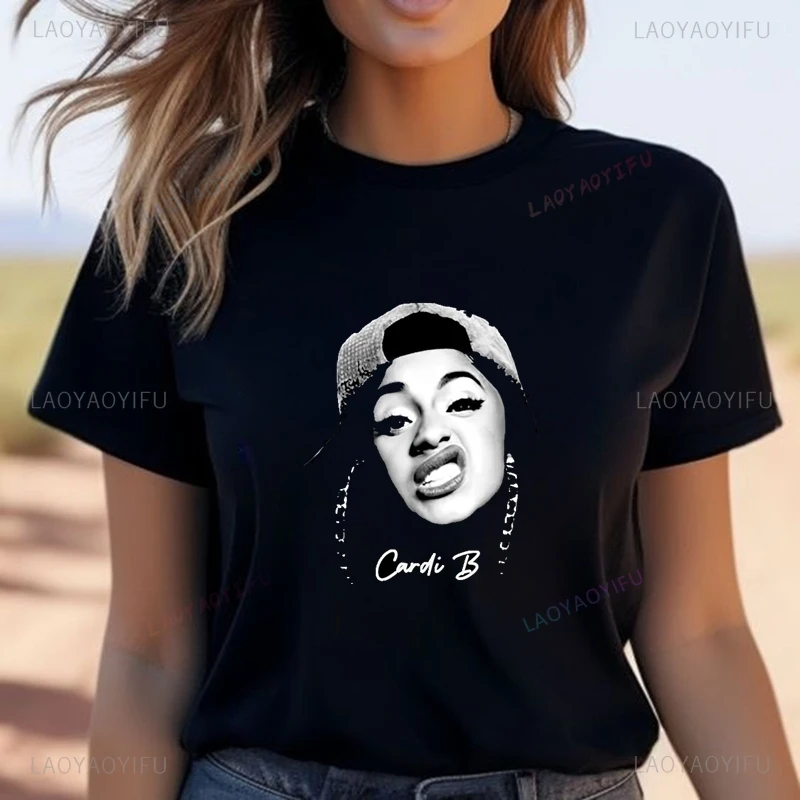 

Famous Rapper Cardi B Fashion Poster Print T-shirt, Unisex Casual Streetwear, Spring/summer Top Cotton Crewneck T-shirt