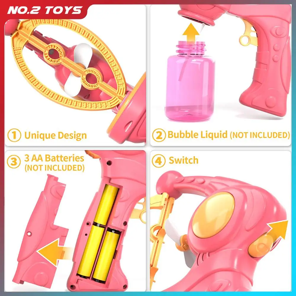 Blowing Large Bubbles Automatic Bubble Gun with Liquid Toys Soap Machine Outdoor Party Play Toy for Kids Birthday Surprise Gifts