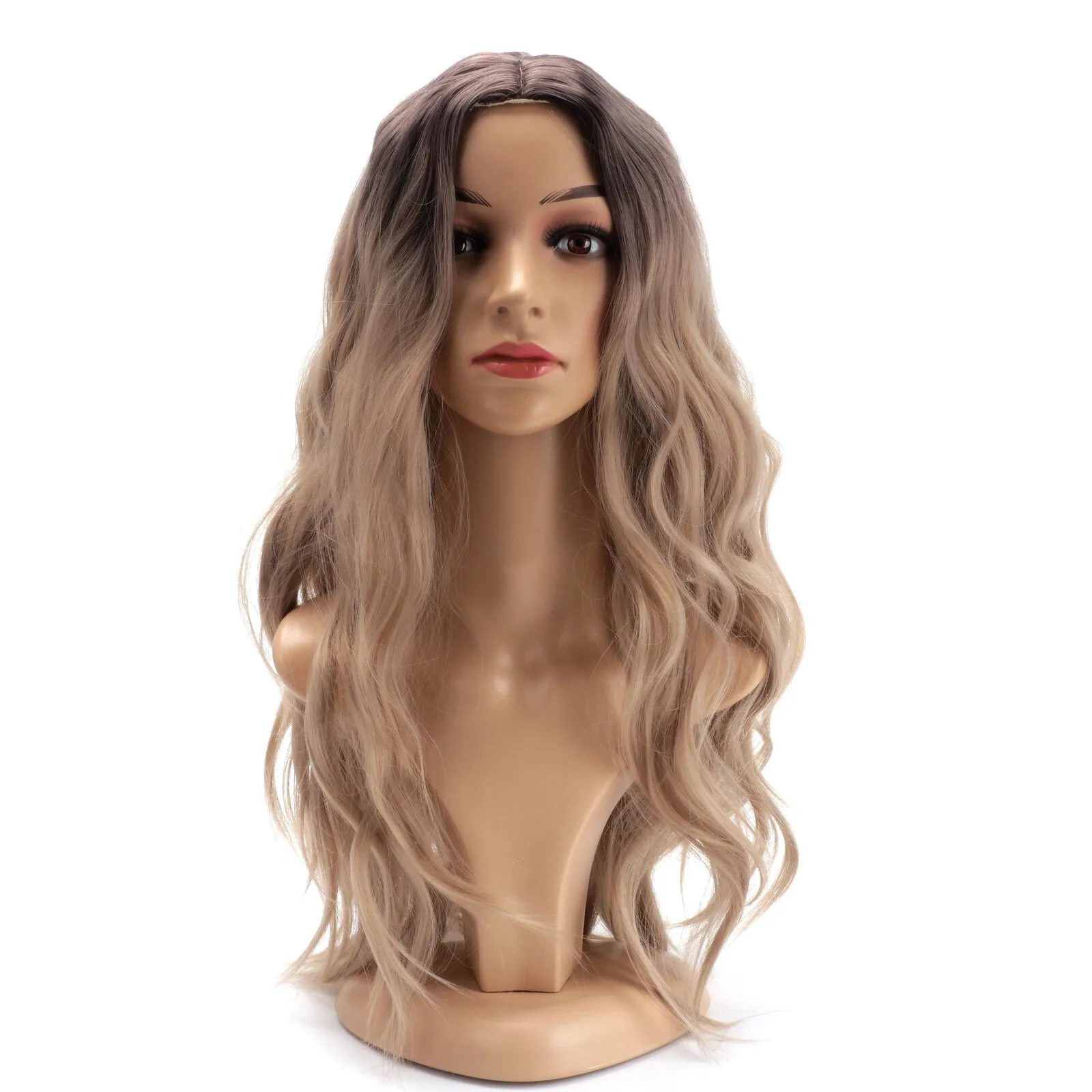 

Blonde Deep Wave Frontal Wig Long Curly Synthetic Hair for Women Natural Look