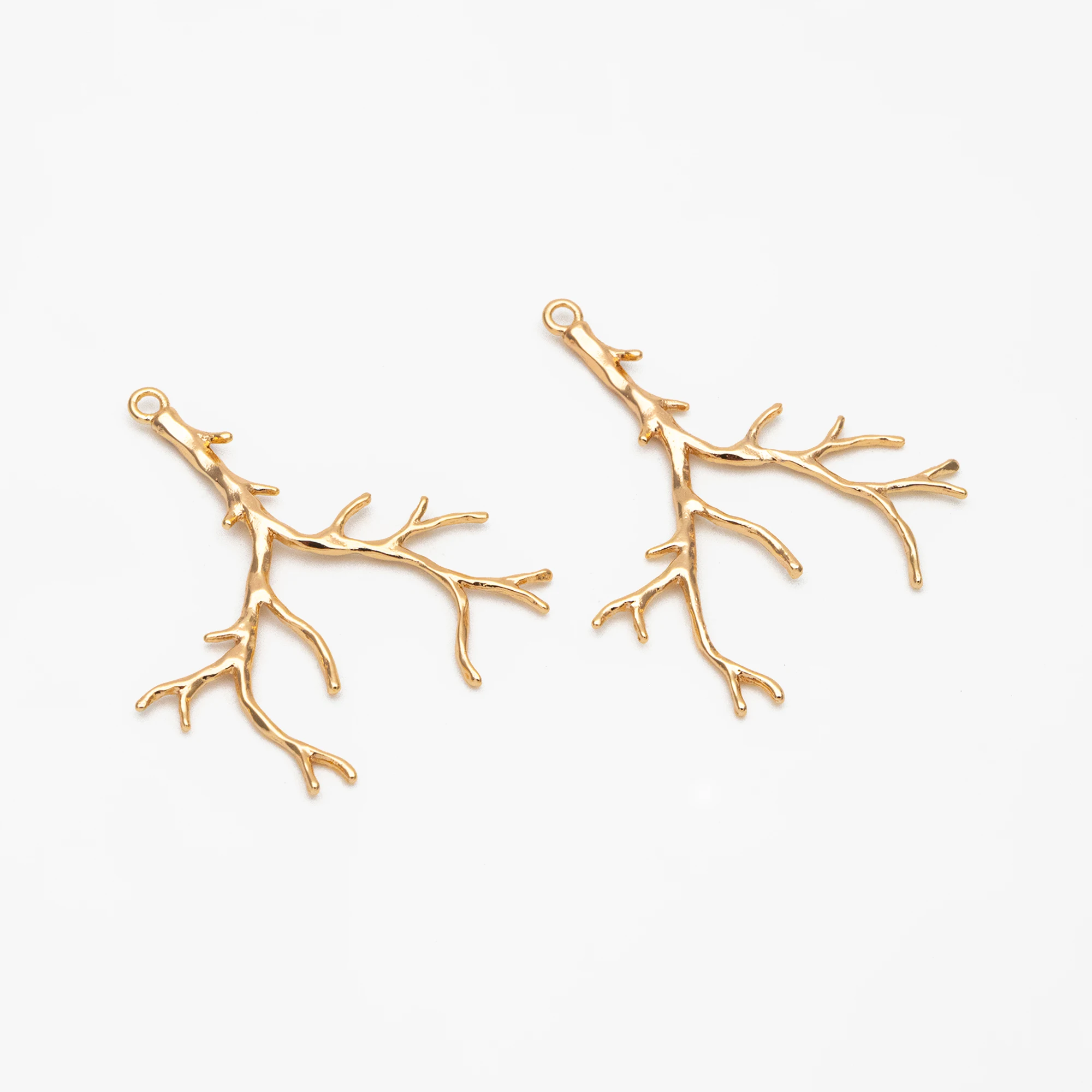 

4pcs Branch Charms, 18K Gold Plated Brass, For Jewelry Making Diy Material Accessories Supplies Findings (GB-3823)