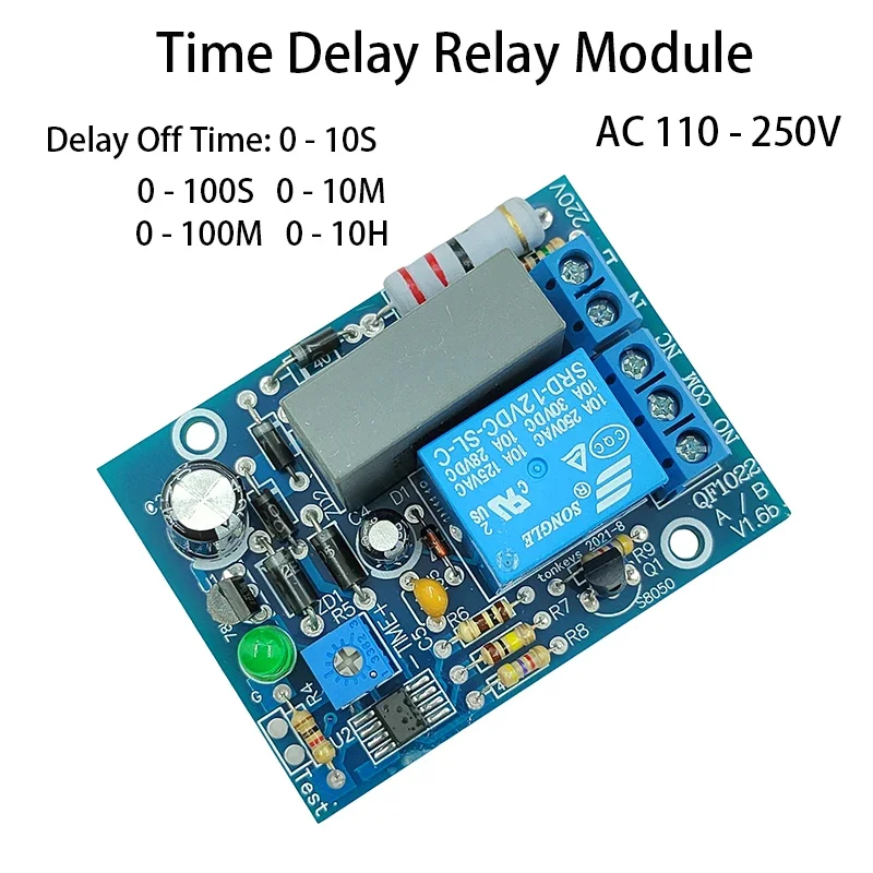 Adjustable AC110V 220V 240V Time Delay Relay Module 10S-100M-10H NC NO Relay Switch Module for Electrical Applications