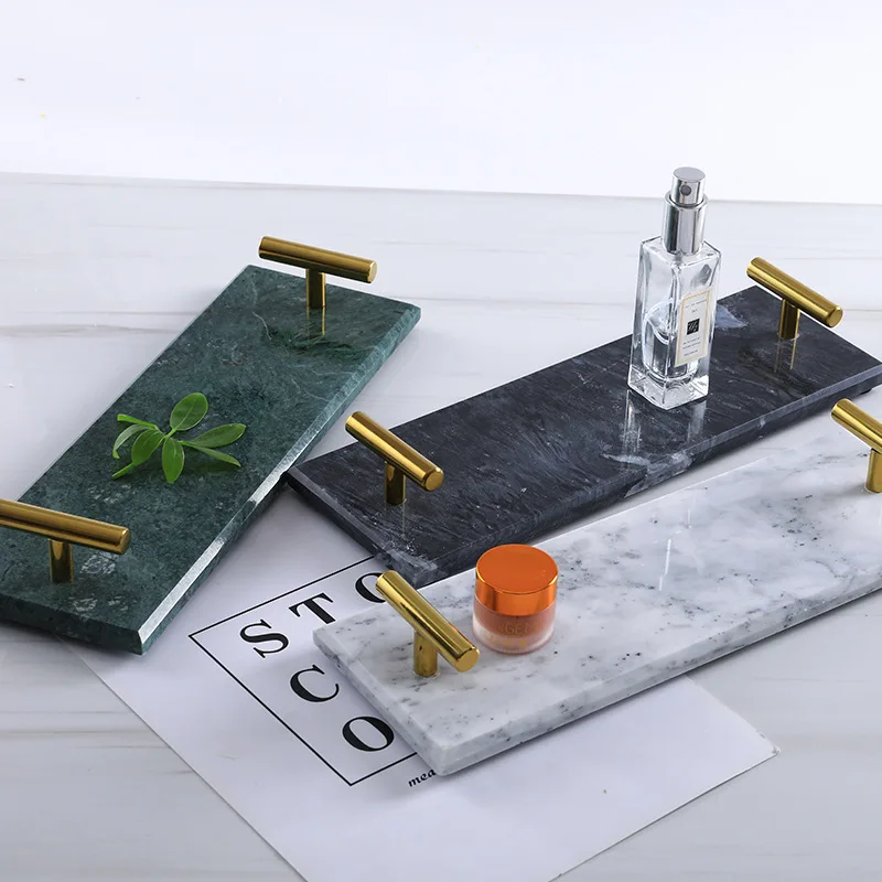 Marble tray, restaurant hotel special tea tray cake dessert decorative handle tray