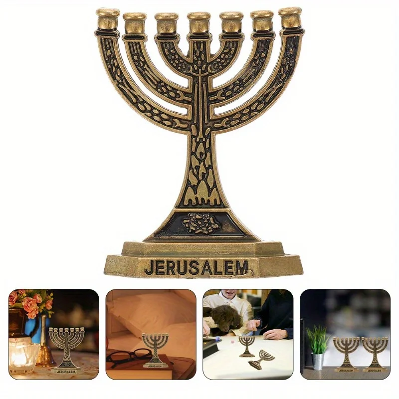 7 Branch Candle Holder Jewish Menorah Candle-holder Relic Ornament