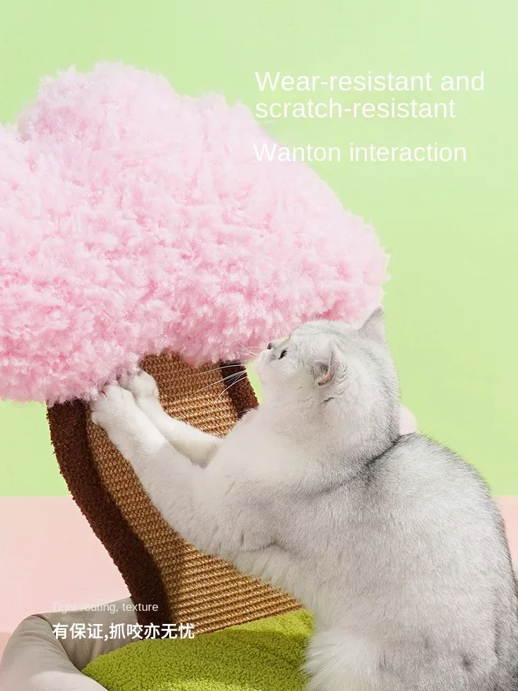 벚꽃 나무 고양이 둥지 잠자는 고양이 스크래치 보드, 따뜻한 고양이 침대, 겨울용 따뜻하고 귀엽고 물기 방지 애완 동물 침대