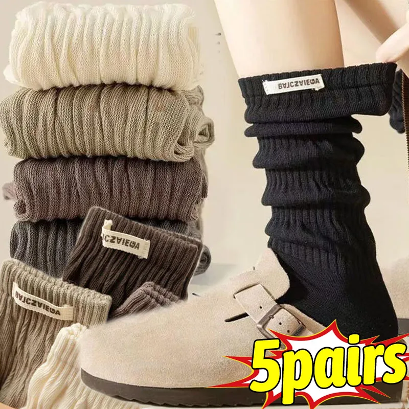 

Милые эластичные многоярусные носки до середины икры в стиле Лолиты, теплые осенние и зимние длинные носки, однотонные хлопковые балетки JK, чулки для женщин и девочек