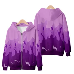 Hoodie com zíper Aphmau-Merch para homens e mulheres, streetwear Kawaii, jaqueta 3D Flame Print, roupas para crianças, tops roxos e vermelhos