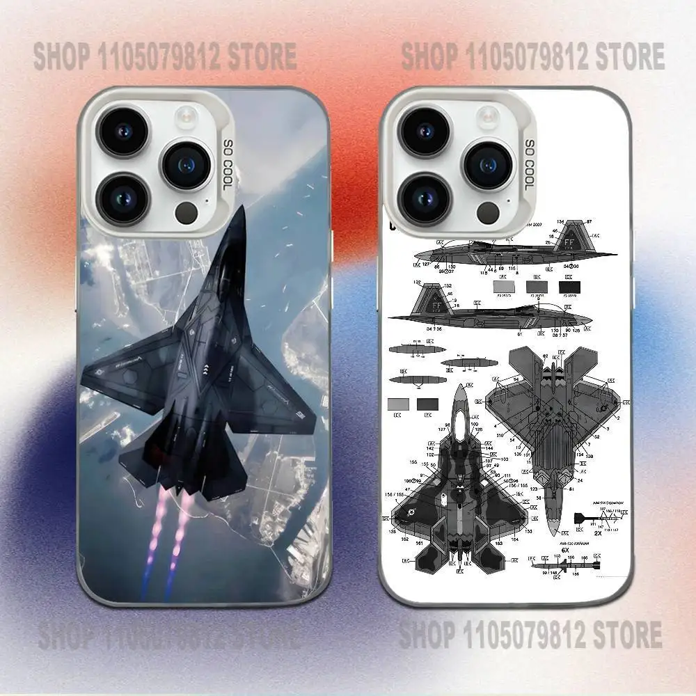 

Cool Pilot F-22 Fighter Phone Case For iPhone 16,15,14,13,12,11,Mini,Pro,E,MAX White Candy Matte Shockproof Cover
