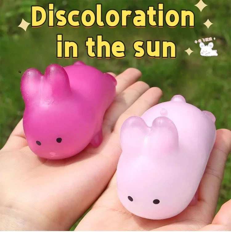 Mochi Squishy Sun Discoloration Rabbit Kawaii Squeeze Toys Pinch Decompression Toy Slow Rebound Adult Child Stress Reliever Toys