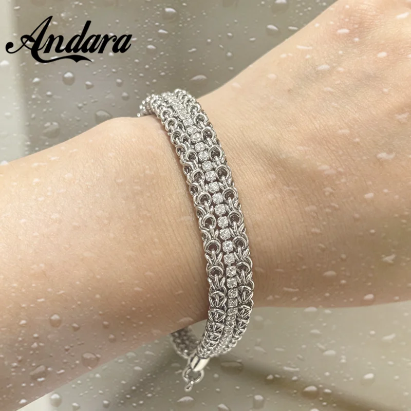 Andara Erschwinglicher Luxus Neues Armband aus 925er Sterlingsilber & Zirkon – Hochzeits- & Verlobungsschmuckgeschenk für Damen – Detail 1