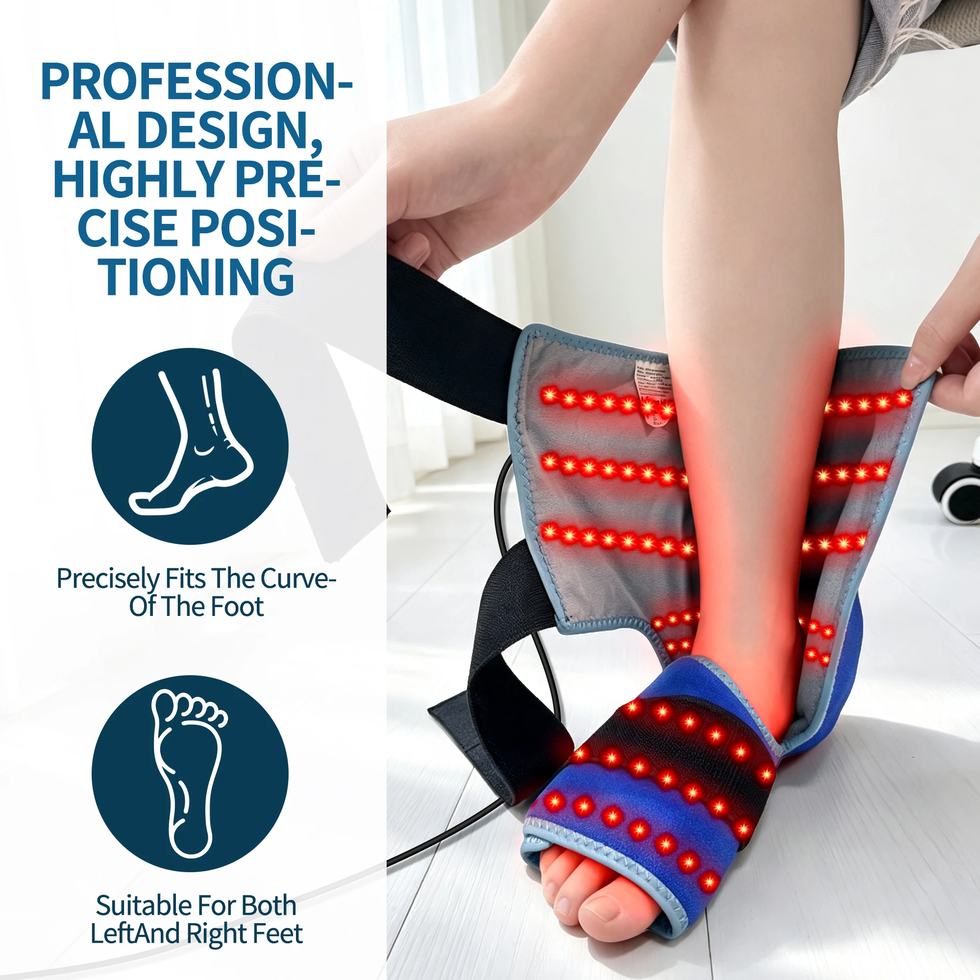 Ankle Brace Electric Heating 660nm Red Light 141 LED 3 Modes Elastic Straps Relief Pain Joint Relax Sport Recovery Winter Warm