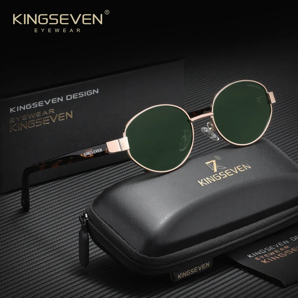 KINGSEVEN Klassische Vintage-Sonnenbrille, polarisiert, UV400, modisches ovales Rahmendesign, Unisex, lässige Brillen für Autofahren und Urlaub