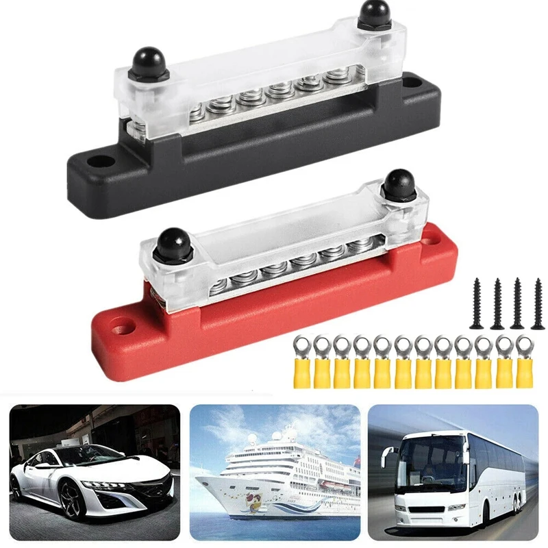 150A High-Current Single-Row Busbar 6-Way Busbar Straight-Row Busbar Block With Cover Car Boat Caravan House