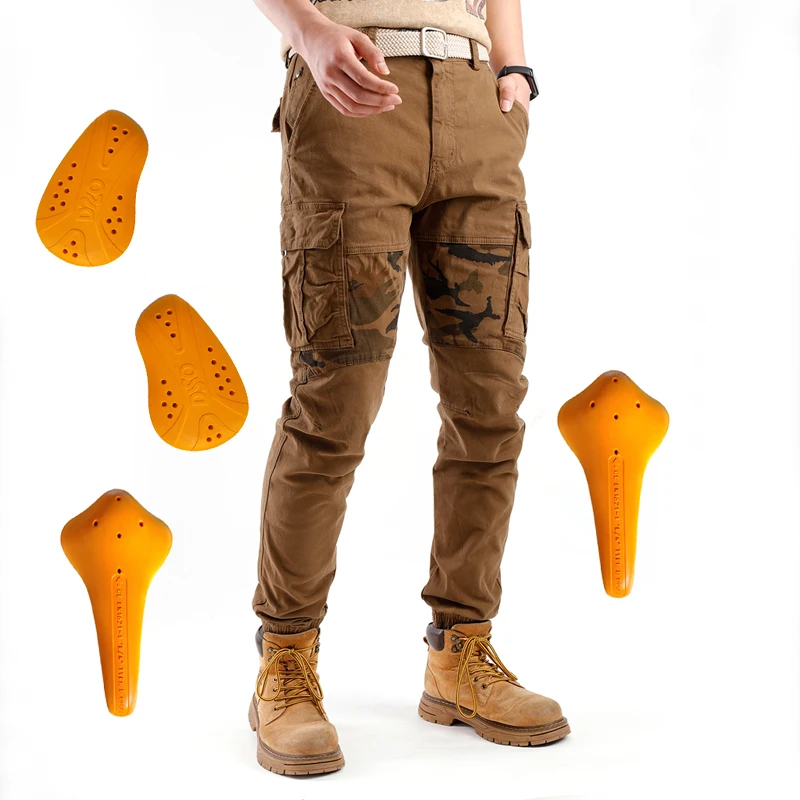 

Motorcycle Anti-Fall Work Pants yellow Motorcycle Protective Work Pants Khaki with Anti-Slip Design Motorcycle riding pants